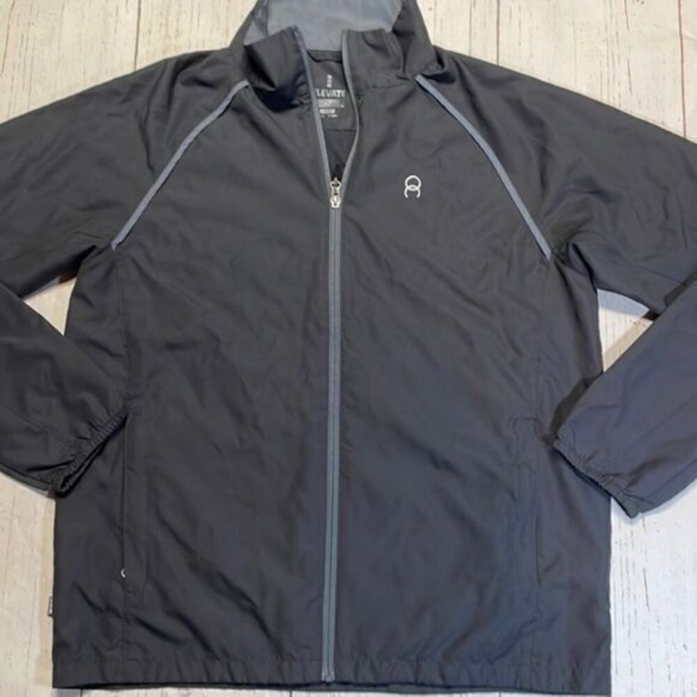 Elevate men’s zip up windbreaker Dark gray/gray trim size M